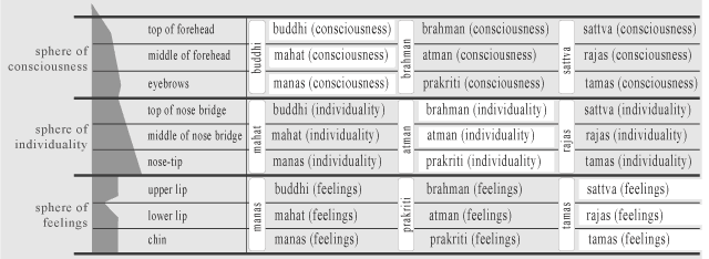 table of terms of the Indian philosophy for physiognomy